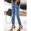 image:imageSidefeel Womens Boyfriend Jeans Stretchy Ripped Distressed Zimbaplatinum Denim PantsDark Blue