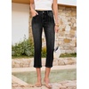 image:imageSidefeel Womens Capri Jeans Mid Rise Skinny Stretchy Front Seam Capri Leggings Denim PantsBlack