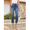 image:imageSidefeel Womens Capri Jeans Mid Rise Skinny Stretchy Front Seam Capri Leggings Denim PantsBlue