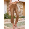 image:imageSidefeel Womens Capri Jeans Mid Rise Skinny Stretchy Front Seam Capri Leggings Denim PantsBrown