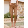 image:imageSidefeel Womens Capri Jeans Mid Rise Skinny Stretchy Front Seam Capri Leggings Denim PantsBrown