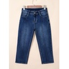 image:imageSidefeel Womens Capri Jeans Mid Rise Skinny Stretchy Front Seam Capri Leggings Denim PantsDark Blue
