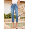 image:imageSidefeel Womens Capri Jeans Mid Rise Skinny Stretchy Front Seam Capri Leggings Denim PantsLight Blue