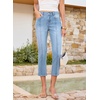 image:imageSidefeel Womens Capri Jeans Mid Rise Skinny Stretchy Front Seam Capri Leggings Denim PantsSky Blue