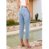 image:imageSidefeel Womens Capri Jeans Mid Rise Skinny Stretchy Front Seam Capri Leggings Denim PantsSky Blue
