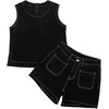 image:imageSidefeel Womens Denim Set Summer 2 Piece Short Sets Sleeveless Jean Top High Waisted Denim ShortsBlack