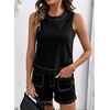 image:imageSidefeel Womens Denim Set Summer 2 Piece Short Sets Sleeveless Jean Top High Waisted Denim ShortsBlack