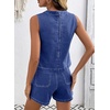 image:imageSidefeel Womens Denim Set Summer 2 Piece Short Sets Sleeveless Jean Top High Waisted Denim ShortsDark Blue