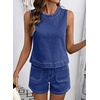 image:imageSidefeel Womens Denim Set Summer 2 Piece Short Sets Sleeveless Jean Top High Waisted Denim ShortsDark Blue