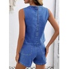 image:imageSidefeel Womens Denim Set Summer 2 Piece Short Sets Sleeveless Jean Top High Waisted Denim ShortsLight Blue