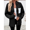 image:imageSidefeel Womens Denim Shirt Button Down Long Sleeve Jean Shirt Shackt with Lace Pocket Denim TopBlack