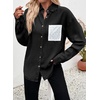image:imageSidefeel Womens Denim Shirt Button Down Long Sleeve Jean Shirt Shackt with Lace Pocket Denim TopBlack