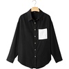 image:imageSidefeel Womens Denim Shirt Button Down Long Sleeve Jean Shirt Shackt with Lace Pocket Denim TopBlack
