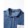 image:imageSidefeel Womens Denim Shirt Button Down Long Sleeve Jean Shirt Shackt with Lace Pocket Denim TopDark Blue