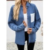 image:imageSidefeel Womens Denim Shirt Button Down Long Sleeve Jean Shirt Shackt with Lace Pocket Denim TopDark Blue