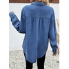 image:imageSidefeel Womens Denim Shirt Button Down Long Sleeve Jean Shirt Shackt with Lace Pocket Denim TopDark Blue