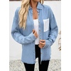 image:imageSidefeel Womens Denim Shirt Button Down Long Sleeve Jean Shirt Shackt with Lace Pocket Denim TopIceland Blue