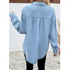 image:imageSidefeel Womens Denim Shirt Button Down Long Sleeve Jean Shirt Shackt with Lace Pocket Denim TopIceland Blue