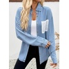 image:imageSidefeel Womens Denim Shirt Button Down Long Sleeve Jean Shirt Shackt with Lace Pocket Denim TopIceland Blue