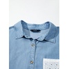 image:imageSidefeel Womens Denim Shirt Button Down Long Sleeve Jean Shirt Shackt with Lace Pocket Denim TopIceland Blue