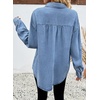 image:imageSidefeel Womens Denim Shirt Button Down Long Sleeve Jean Shirt Shackt with Lace Pocket Denim TopLight Blue
