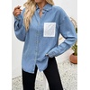 image:imageSidefeel Womens Denim Shirt Button Down Long Sleeve Jean Shirt Shackt with Lace Pocket Denim TopLight Blue