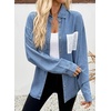 image:imageSidefeel Womens Denim Shirt Button Down Long Sleeve Jean Shirt Shackt with Lace Pocket Denim TopLight Blue