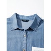 image:imageSidefeel Womens Denim Shirt Button Down Long Sleeve Jean Shirt Shackt with Lace Pocket Denim TopLight Blue