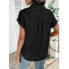 image:imageSidefeel Womens Denim Shirt Button Down V Neck Short Sleeve Jean Shirts Trendy Casual Loose Denim Tops with Oversized FitBlack