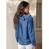 image:imageSidefeel Womens Denim Shirt Ruffled Edge V Neck Casual Long Sleeve 2026 Fall Jean Blouses TopsDark Blue