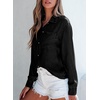 image:imageSidefeel Womens Denim Shirts Button Down Jean Shacket Spring Outfit 2025 Long Sleeve Chambray Blouse TopBlack