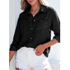 image:imageSidefeel Womens Denim Shirts Button Down Jean Shacket Spring Outfit 2025 Long Sleeve Chambray Blouse TopBlack