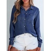 image:imageSidefeel Womens Denim Shirts Button Down Jean Shacket Spring Outfit 2025 Long Sleeve Chambray Blouse TopBluing