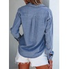image:imageSidefeel Womens Denim Shirts Button Down Jean Shacket Spring Outfit 2025 Long Sleeve Chambray Blouse TopLight Blue