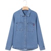 image:imageSidefeel Womens Denim Shirts Button Down Jean Shacket Spring Outfit 2025 Long Sleeve Chambray Blouse TopLight Blue