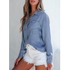 image:imageSidefeel Womens Denim Shirts Button Down Jean Shacket Spring Outfit 2025 Long Sleeve Chambray Blouse TopLight Blue