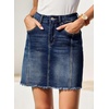 image:imageSidefeel Womens Denim Skirt Casual Stretch High Waist Raw Hem Zip Fly Jean Skirt for WomenBluing