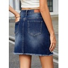 image:imageSidefeel Womens Denim Skirt Casual Stretch High Waist Raw Hem Zip Fly Jean Skirt for WomenBluing