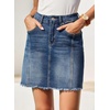 image:imageSidefeel Womens Denim Skirt Casual Stretch High Waist Raw Hem Zip Fly Jean Skirt for WomenDark Blue
