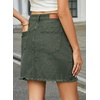image:imageSidefeel Womens Denim Skirt Casual Stretch High Waist Raw Hem Zip Fly Jean Skirt for WomenGreen