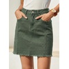 image:imageSidefeel Womens Denim Skirt Casual Stretch High Waist Raw Hem Zip Fly Jean Skirt for WomenGreen