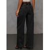 image:imageSidefeel Womens Drawstring Jeans Wide Leg High Waisted Baggy Stretchy Elastic Waist Sweatpant JeansBlack