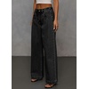 image:imageSidefeel Womens Drawstring Jeans Wide Leg High Waisted Baggy Stretchy Elastic Waist Sweatpant JeansBlack