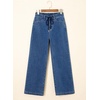 image:imageSidefeel Womens Drawstring Jeans Wide Leg High Waisted Baggy Stretchy Elastic Waist Sweatpant JeansBlue