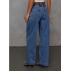 image:imageSidefeel Womens Drawstring Jeans Wide Leg High Waisted Baggy Stretchy Elastic Waist Sweatpant JeansBlue