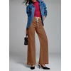 image:imageSidefeel Womens Drawstring Jeans Wide Leg High Waisted Baggy Stretchy Elastic Waist Sweatpant JeansBrown