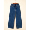 image:imageSidefeel Womens Drawstring Jeans Wide Leg High Waisted Baggy Stretchy Elastic Waist Sweatpant JeansDark Blue