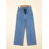 image:imageSidefeel Womens Drawstring Jeans Wide Leg High Waisted Baggy Stretchy Elastic Waist Sweatpant JeansLight Blue