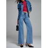 image:imageSidefeel Womens Drawstring Jeans Wide Leg High Waisted Baggy Stretchy Elastic Waist Sweatpant JeansLight Blue