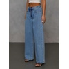 image:imageSidefeel Womens Drawstring Jeans Wide Leg High Waisted Baggy Stretchy Elastic Waist Sweatpant JeansLight Blue